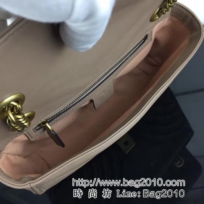 GUCCI古馳原單 新款專櫃品質高仿原單貨實物實拍443497 奶茶色鏈條單肩斜挎包 HY1079